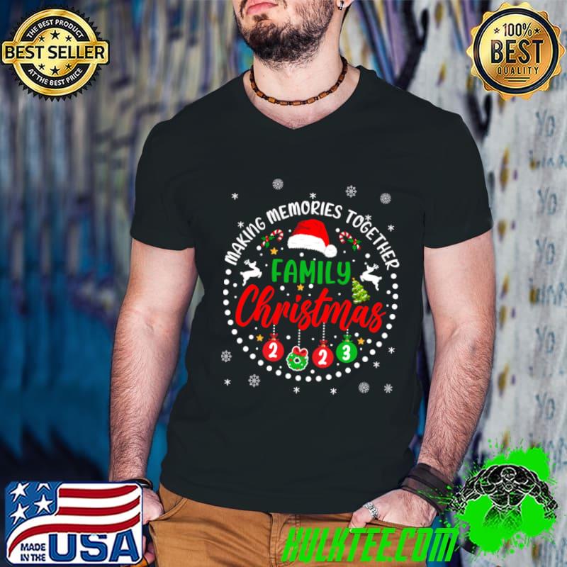 Making Memories Together Cute Family Christmas 2023 Santa Hat T-Shirt Guys V Neck Making Memories Together Cute Family Christmas 2023 Santa Hat T-Shirt Guys V Neck