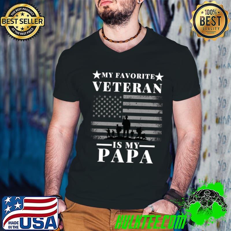 My Favorite Veteran Is My PaPa American Flag T-Shirt