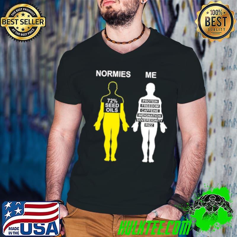 Normies 72% seed oils vs me protein freedom caffeine indignation sovereignty rizz Shirt Normies 72% seed oils vs me protein freedom caffeine indignation sovereignty rizz Shirt