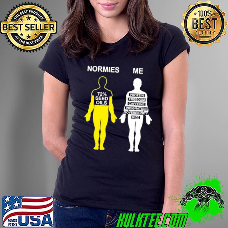 Normies 72% seed oils vs me protein freedom caffeine indignation sovereignty rizz Shirt Ladies Tee Normies 72% seed oils vs me protein freedom caffeine indignation sovereignty rizz Shirt Ladies Tee