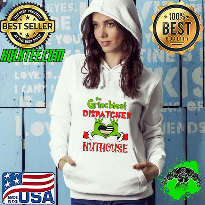 The Grinchiest Dispatcher This Side Of Nuthouse Flag Thin Gold Line 911 Operators T-Shirt Hoodie The Grinchiest Dispatcher This Side Of Nuthouse Flag Thin Gold Line 911 Operators T-Shirt Hoodie
