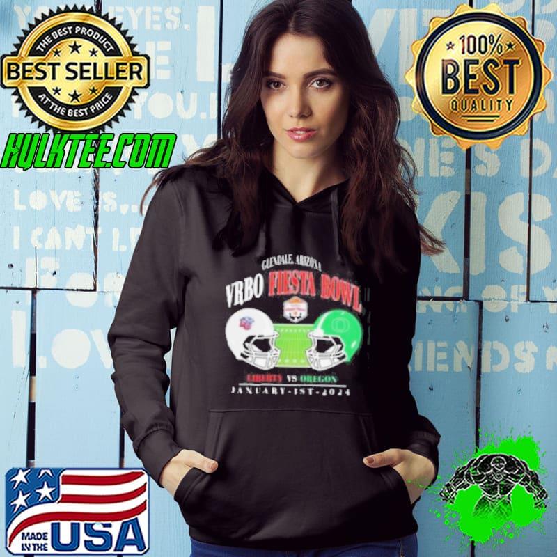 2024 VRBO Fiesta Bowl Matchup Glendale Arizona Oregon Ducks vs Liberty Flames 1st January 2024 Head To Head Helmet Shirt Hoodie 2024 VRBO Fiesta Bowl Matchup Glendale Arizona Oregon Ducks vs Liberty Flames 1st January 2024 Head To Head Helmet Shirt Hoodie