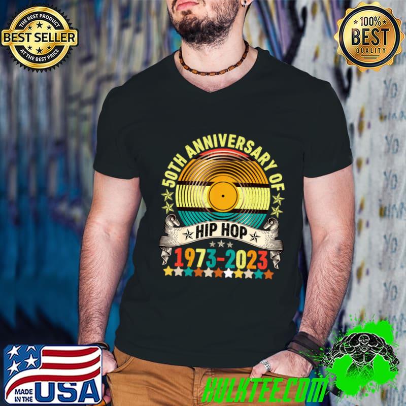 50 years hip hop vinyl retro 50th anniversary 1973 2023 stars T-Shirt