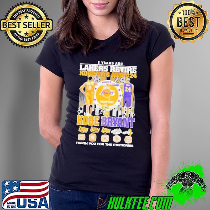 6 Years Ago Lakers Retire Kobes 8 And 24 Kobe Bryant Thank You For The Memories Shirt
