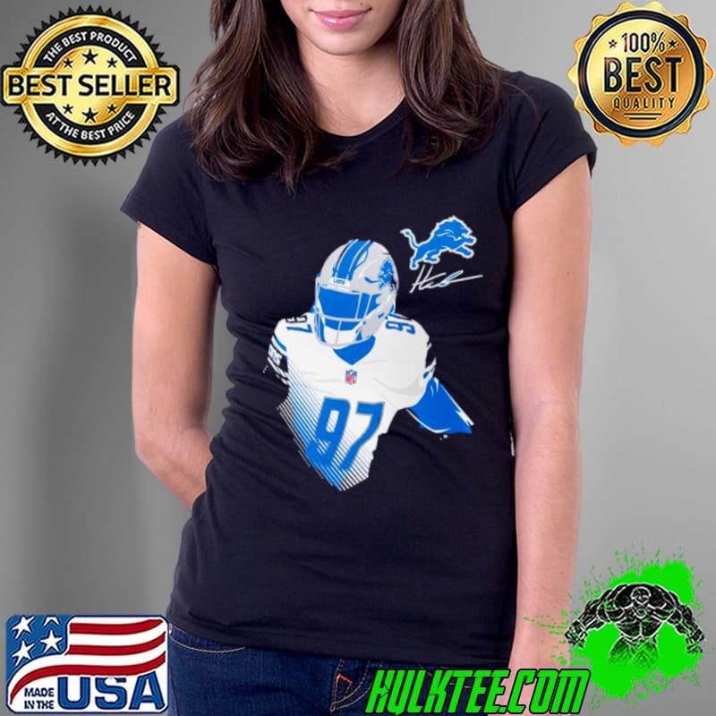 Aidan Hutchinson Detroit Lions Player Graphic Shirt Ladies Tee Aidan Hutchinson Detroit Lions Player Graphic Shirt Ladies Tee