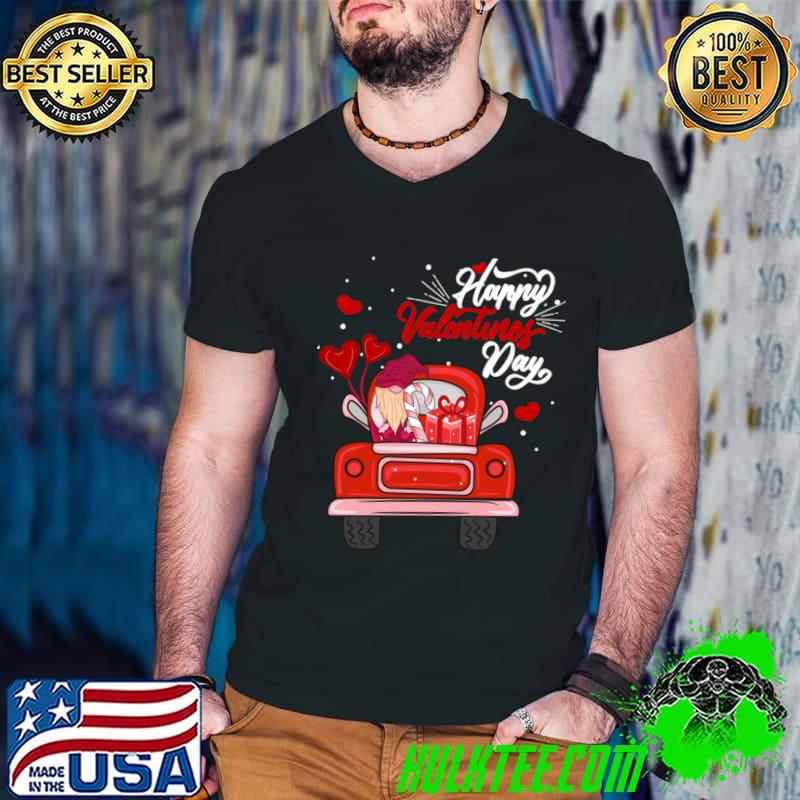 Best gnomes Happy Valentine's Day Red Truck Gnome Lover T-Shirt