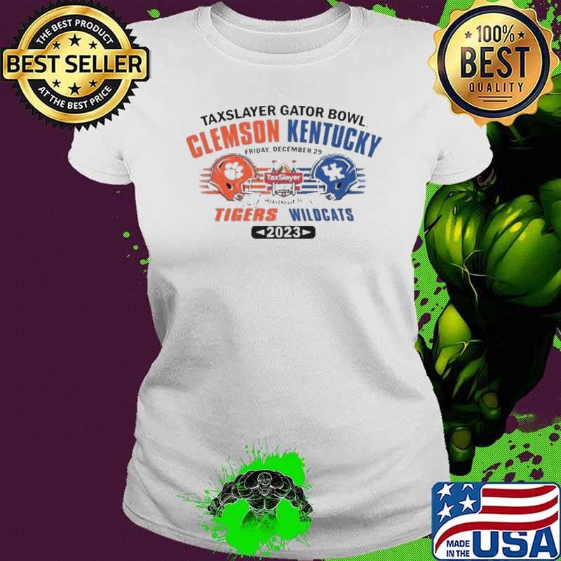 Clemson Tigers Vs Kentucky Wildcats 2023 Taxslayer Gator Bowl Friday December 29 Shirt Ladies tee Clemson Tigers Vs Kentucky Wildcats 2023 Taxslayer Gator Bowl Friday December 29 Shirt Ladies tee