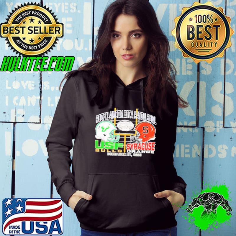 College Football Bowl 2023 2024 Syracuse Orange Vs South Florida Bulls 2023 Roofclaimcom Boca Raton Bowl Helmet Head To Head Shirt