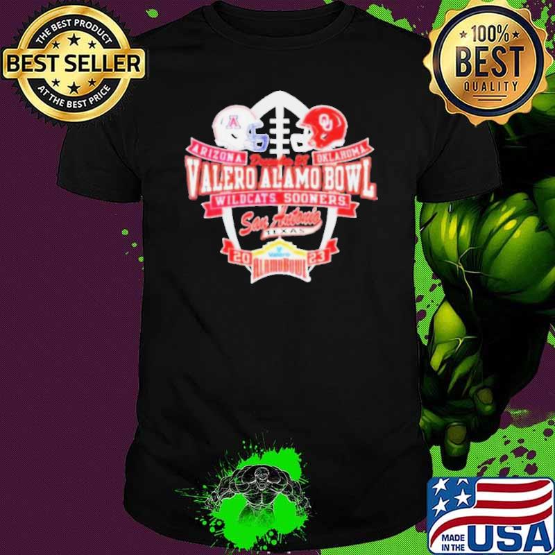 College Football Bowl Games Arizona Wildcats vs Oklahoma Sooners 2023 Valero Alamo Bowl Matchup Helmet Shirt