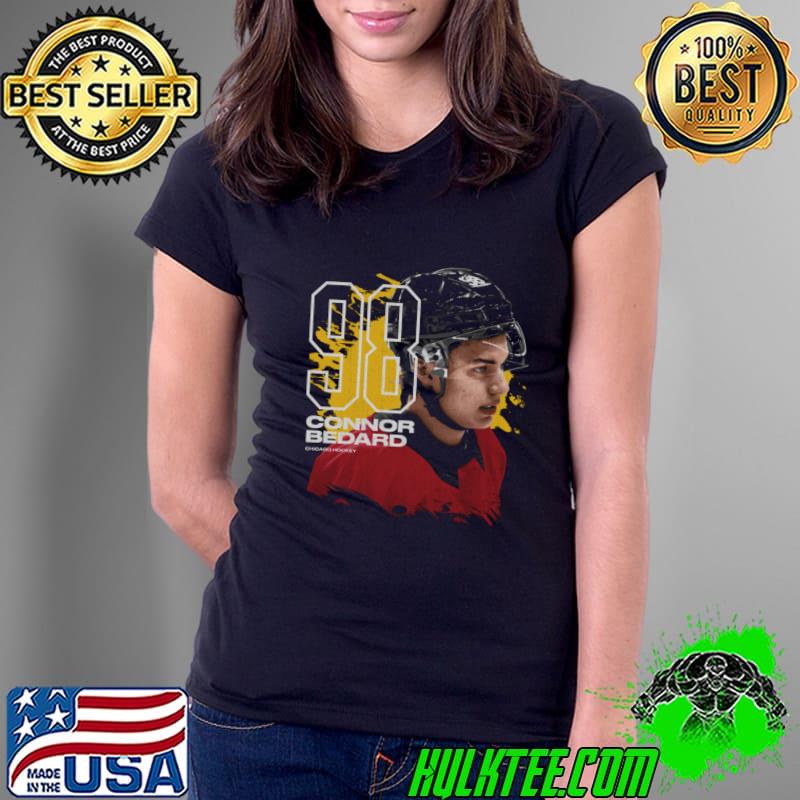 Connor Bedard Canadian professional ice hockey centre Chicago Profile T-Shirt Ladies Tee Connor Bedard Canadian professional ice hockey centre Chicago Profile T-Shirt Ladies Tee