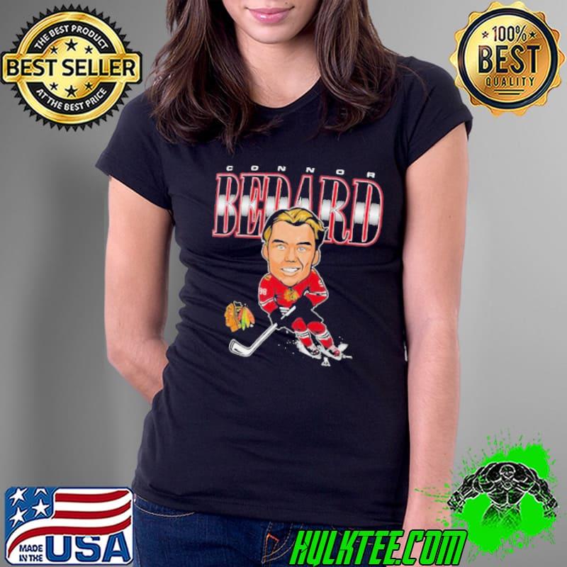 Connor Bedard Chicago Blackhawks Player Caricature s Ladies Tee Connor Bedard Chicago Blackhawks Player Caricature s Ladies Tee