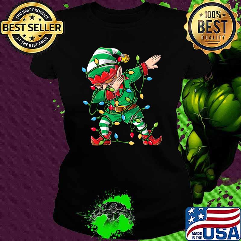 Dabbing Elf Christmas Tree Lights Xmas Family T-Shirt