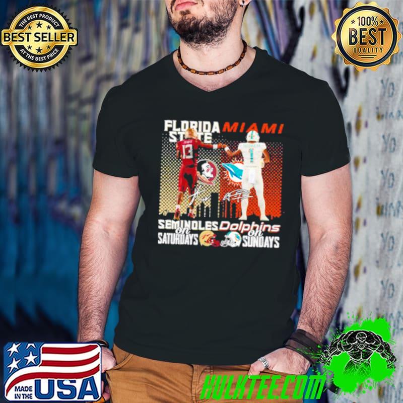 Florida State Seminoles on saturdays Miami Dolphins on sunday signature Shirt