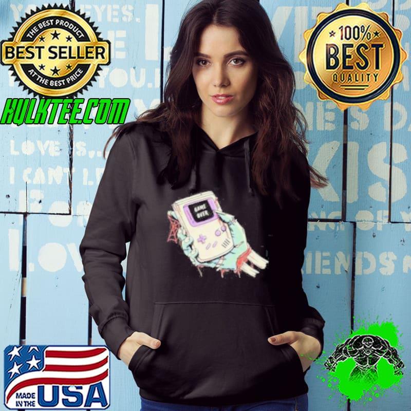 Game Over a severed zombie hand holding a Game Boy s Hoodie Game Over a severed zombie hand holding a Game Boy s Hoodie