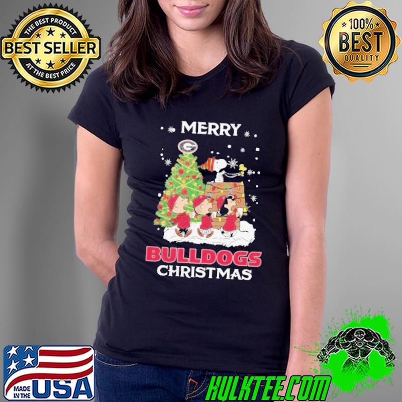 Georgia Bulldogs Snoopy Family Christmas Tree shirt