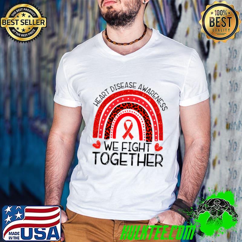 Heart Disease Awareness Heart Warrior CHD We Fight Together Rainbow Leopard T-Shirt