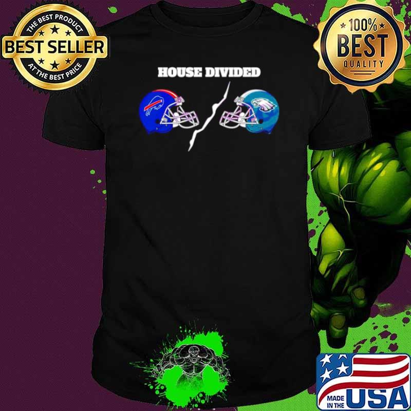 House divided Buffalo Bills and Philadelphia Eagles helmets shirt