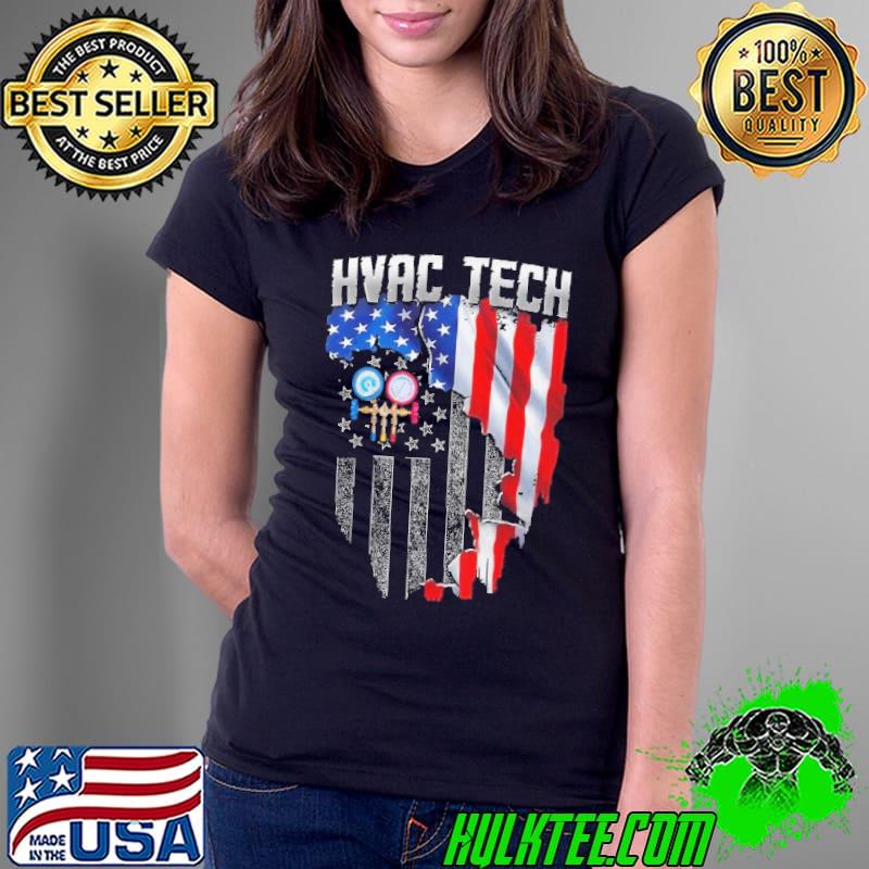 HVAC Tech American flag s Ladies Tee HVAC Tech American flag s Ladies Tee