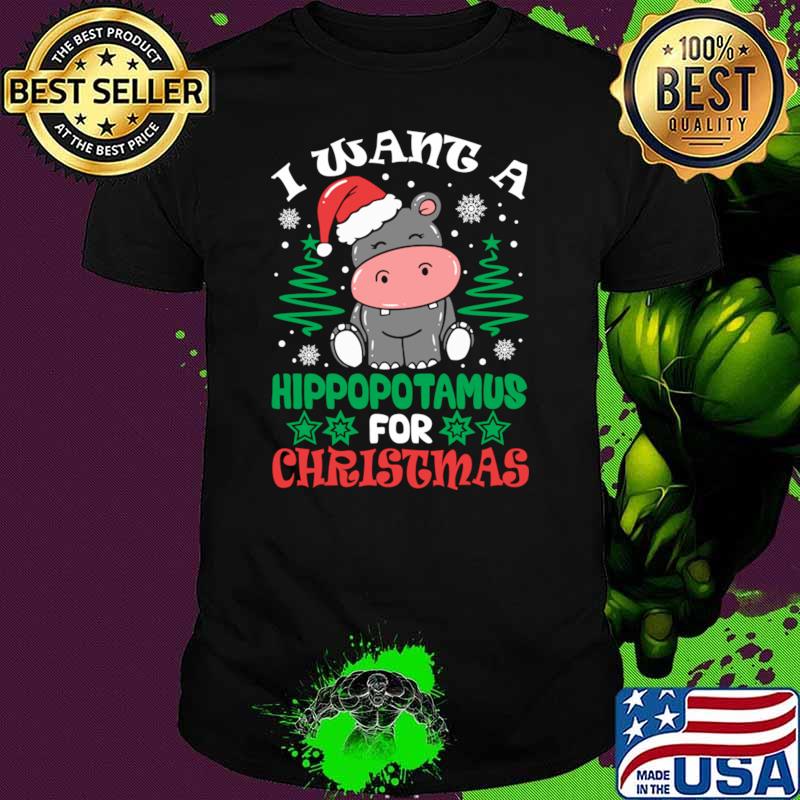 I Want A Hippopotamus For Christmas Santa Hat T-Shirt