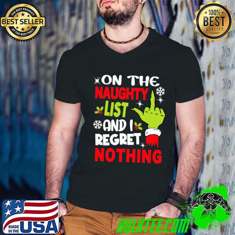 I'm On The Naughty List And I Regret Nothing Christmas Grinch hand T-Shirt Guys V Neck I'm On The Naughty List And I Regret Nothing Christmas Grinch hand T-Shirt Guys V Neck