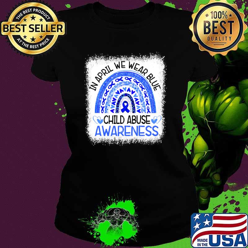 In April I Wear Blue For Child Abuse Awareness Blue Ribbon Awareness T-Shirt