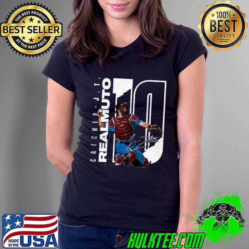 J.T. Realmuto Signature American professional baseball catcher for the Philadelphia Phillies Stretch T-Shirt Ladies Tee J.T. Realmuto Signature American professional baseball catcher for the Philadelphia Phillies Stretch T-Shirt Ladies Tee