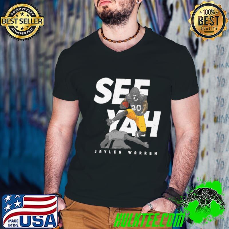 Jaylen Warren Pittsburgh Hurdle American football running back for the Pittsburgh Steelers T-Shirt Guys V Neck Jaylen Warren Pittsburgh Hurdle American football running back for the Pittsburgh Steelers T-Shirt Guys V Neck