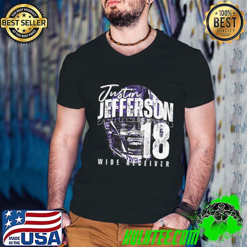 Justin Jefferson American football wide receiver for the Minnesota Vikings Minnesota Half Face T-Shirt Guys V Neck Justin Jefferson American football wide receiver for the Minnesota Vikings Minnesota Half Face T-Shirt Guys V Neck