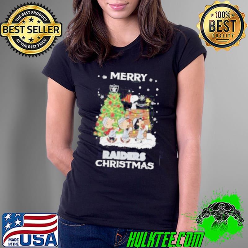 Las Vegas Raiders Snoopy Family Christmas Tree shirt