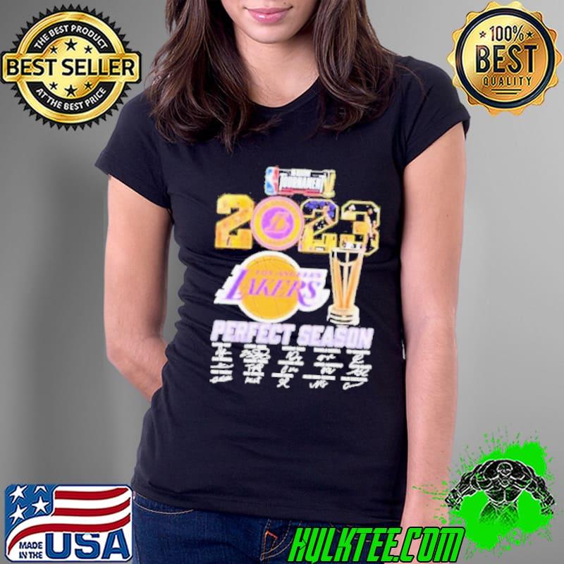 Los Angeles Lakers Perfect Season 2023 NBA In Season Tournament Signatures Shirt Ladies Tee Los Angeles Lakers Perfect Season 2023 NBA In Season Tournament Signatures Shirt Ladies Tee