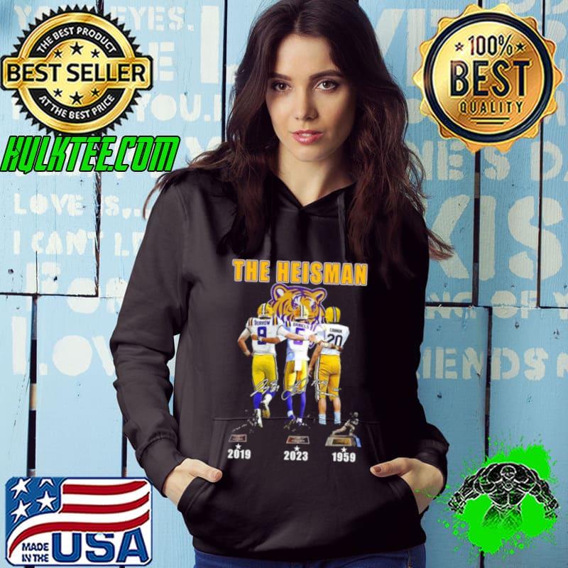 Lsu Tigers The Heisman Trophy Jayden Daniels Joe Burrow Billy Cannon Signatures s Hoodie Lsu Tigers The Heisman Trophy Jayden Daniels Joe Burrow Billy Cannon Signatures s Hoodie