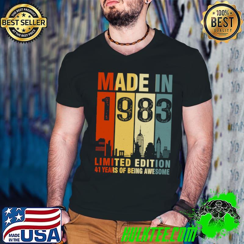 Made In 1983 Limited Edition 41 Years Of Being Awesome Vintage T-Shirt Guys V Neck Made In 1983 Limited Edition 41 Years Of Being Awesome Vintage T-Shirt Guys V Neck