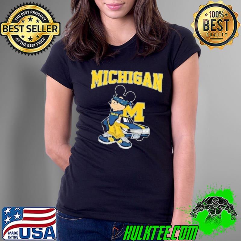 Michigan Wolverines Football Mickey Mouse Disney s Ladies Tee Michigan Wolverines Football Mickey Mouse Disney s Ladies Tee