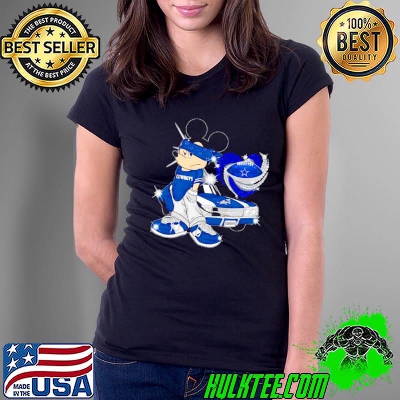 Mickey Mouse Dallas Cowboys Diamond Football Shirt Ladies Tee Mickey Mouse Dallas Cowboys Diamond Football Shirt Ladies Tee