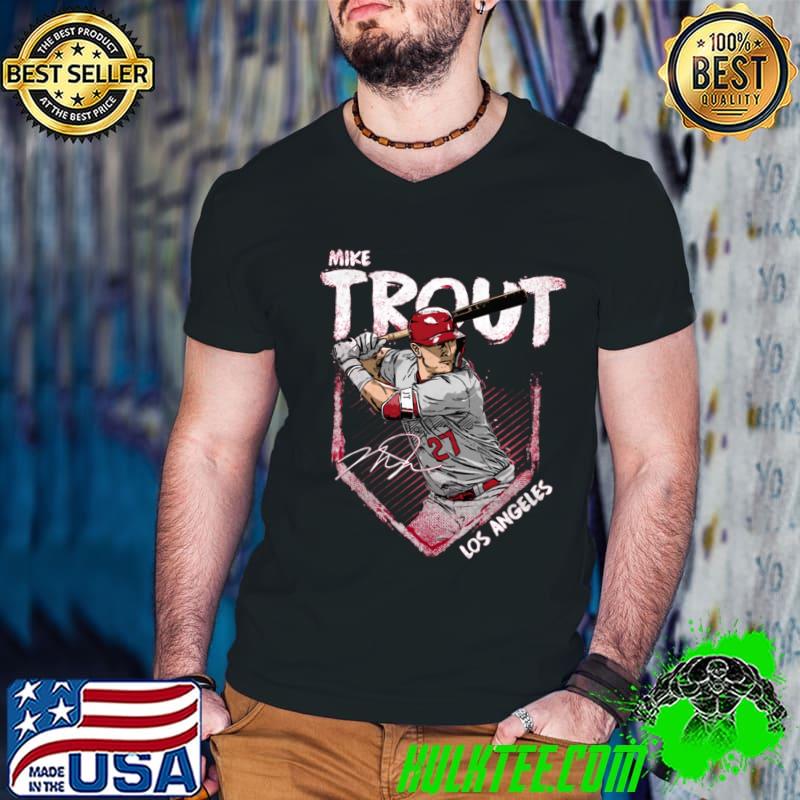 Mike Trout Signature American professional baseball center fielder Los Angeles A Base T-Shirt