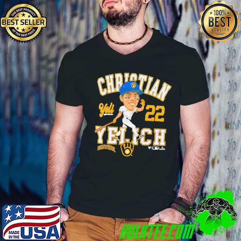 Milwaukee Brewers Christian Yelich caricature s Guys V Neck Milwaukee Brewers Christian Yelich caricature s Guys V Neck
