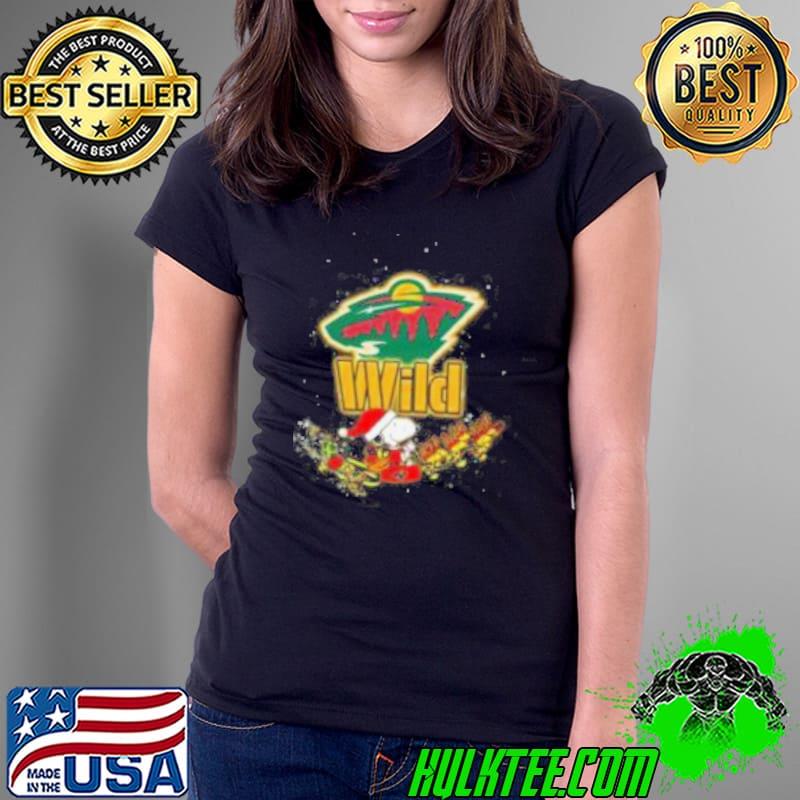 Minnesota Wild NHL Santa Snoopy and Woodstock Christmas Shirt