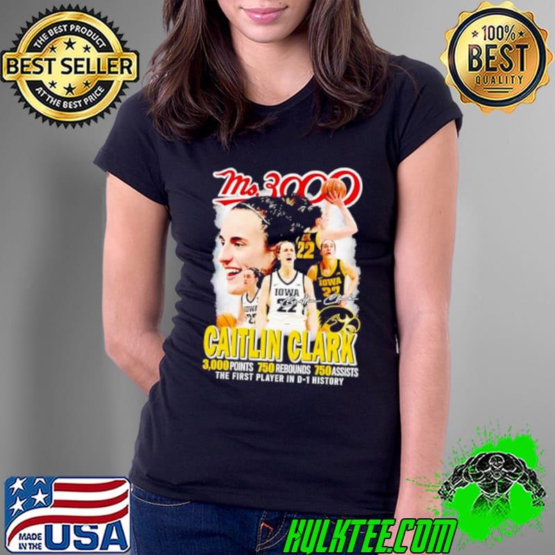 Ms3000 Caitlin Clark Iowa Hawkeyes The First Player In D 1 History NCAA Signature Shirt