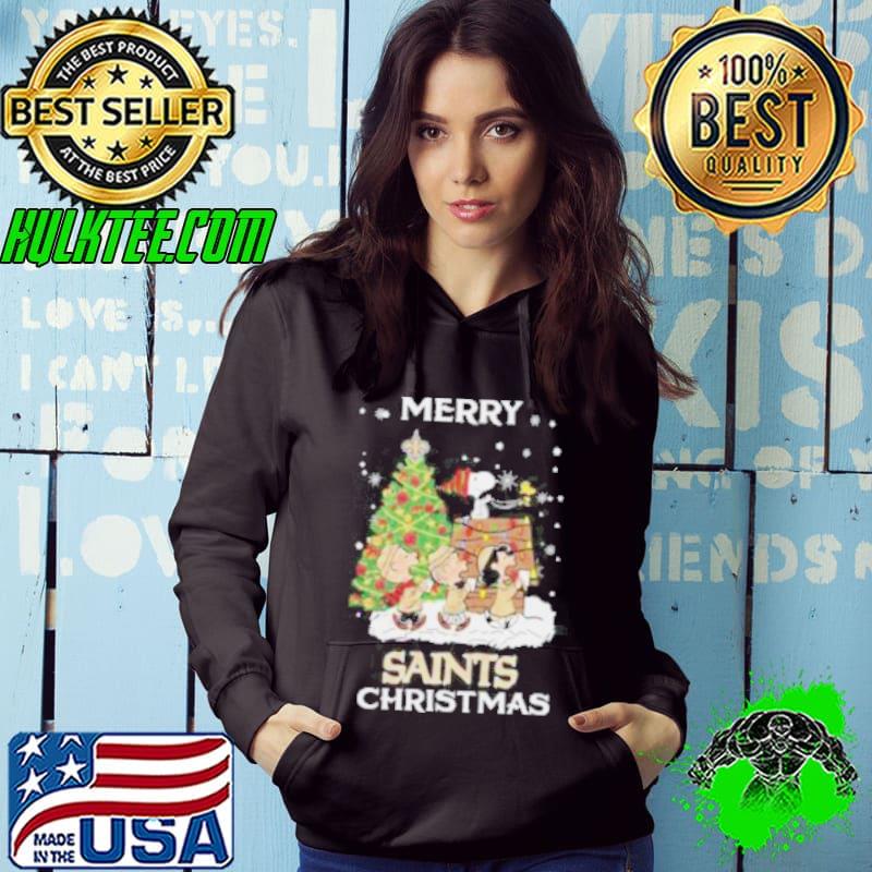 New Orleans Saints Snoopy Family Christmas Tree shirt