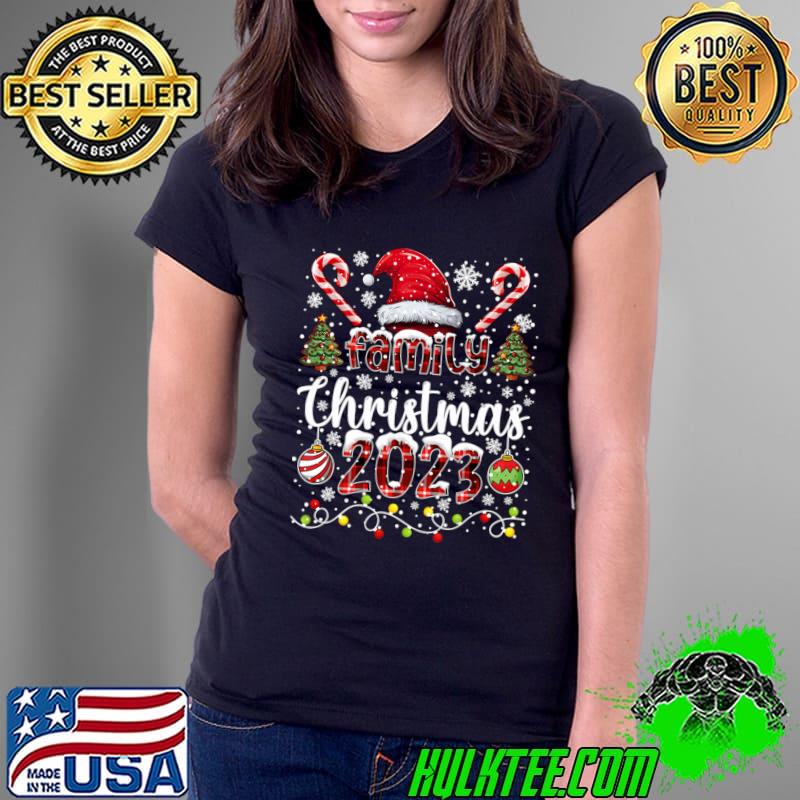 Official family Christmas 2023 Matching Family Lights Santa Hat Snows Squad T-Shirt
