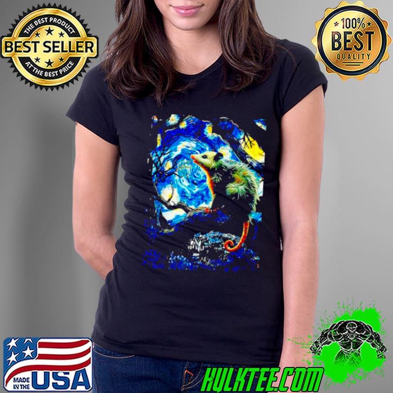 Opossums starry night distressed vintage shirt