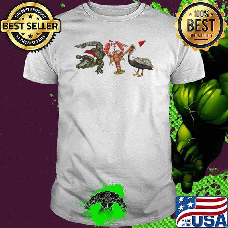 Original alligator Shrimp Pelican Santa shirt