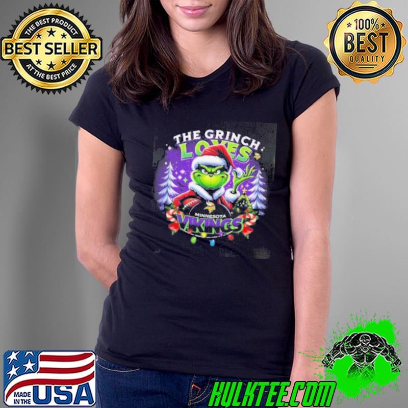 Original The Grinch Santa Loves Minnesota Vikings NFL Christmas Shirt