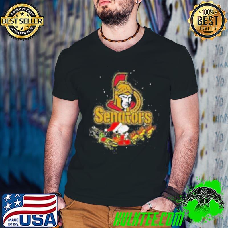 Ottawa Senators NHL Santa Snoopy and Woodstock Christmas Shirt Guys V Neck Ottawa Senators NHL Santa Snoopy and Woodstock Christmas Shirt Guys V Neck