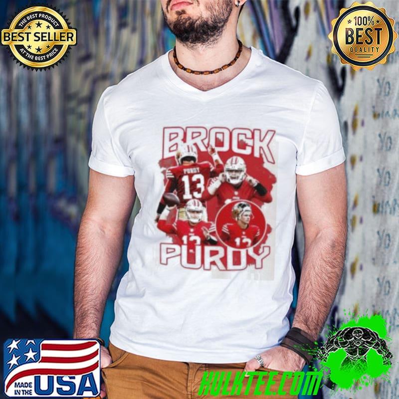 San Francisco 49ers football Brock Purdy number 13 player pose retro s Guys V Neck San Francisco 49ers football Brock Purdy number 13 player pose retro s Guys V Neck