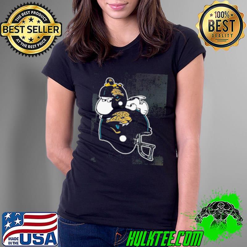 Snoopy And Woodstock Resting On Jacksonville Jaguars Helmet Shirt