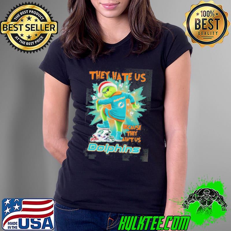 The Grinch They Hate Us Because Ain’t Us Miami Dolphins Stomp On NFL Teams Christmas Shirt Ladies Tee The Grinch They Hate Us Because Ain’t Us Miami Dolphins Stomp On NFL Teams Christmas Shirt Ladies Tee