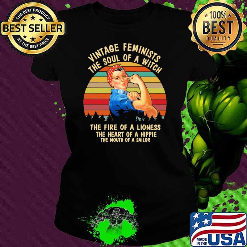 Vintage feminists the soul of a witch the fire of a lioness strong woman vintage shirt