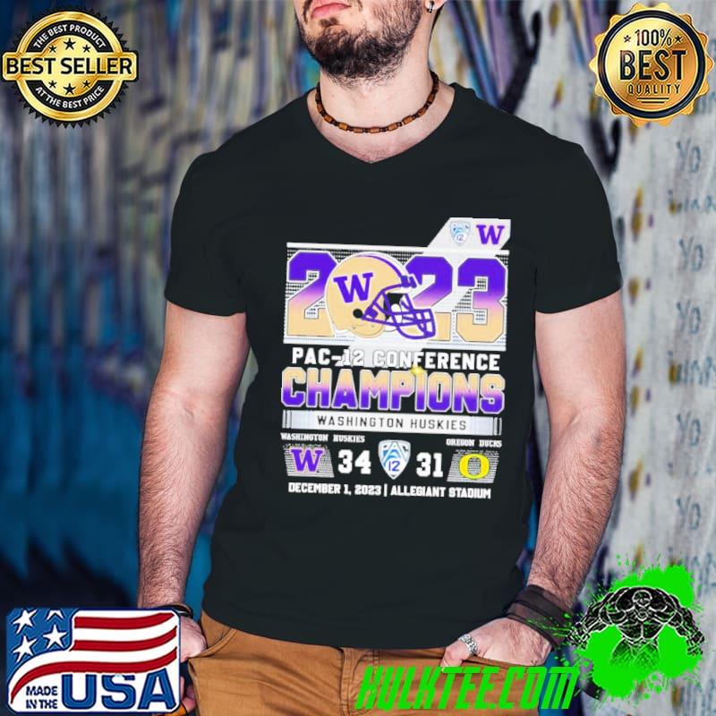 Washington Huskies 2023 Pac-12 Conference Champions 34-31 Oregon Ducks Shirt Guys V Neck Washington Huskies 2023 Pac-12 Conference Champions 34-31 Oregon Ducks Shirt Guys V Neck