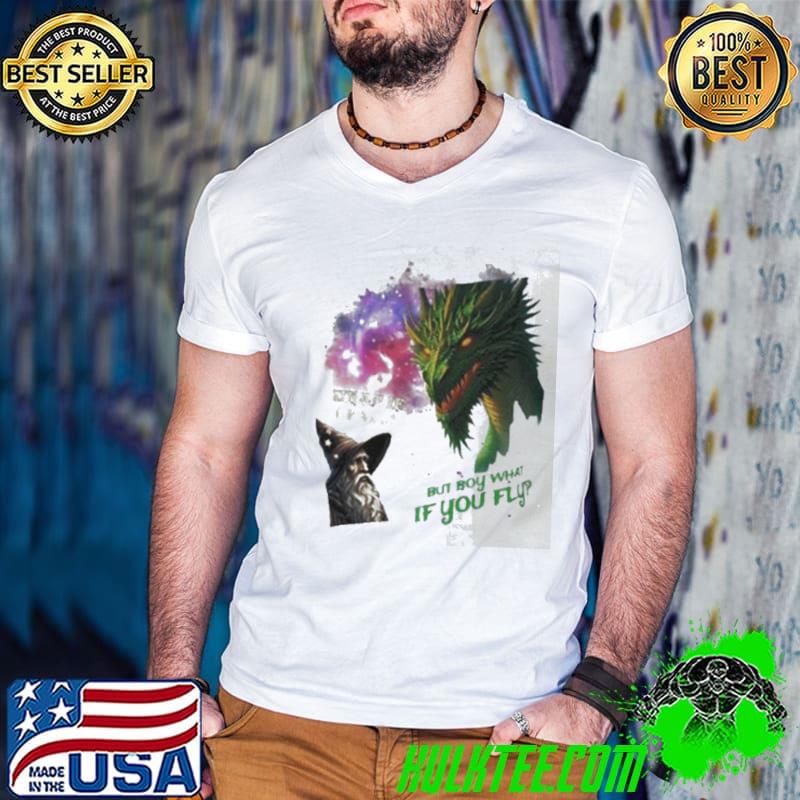 Wizard and dragon what if I fall but boy what if you fly shirt
